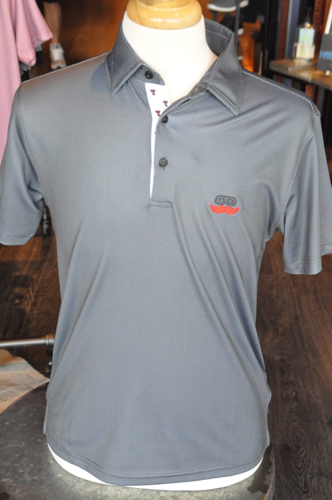 Stag Gameday-Grey/Charcoal Pirate Polo-Red Hand/Grey Outline - Signature  Stag Menswear
