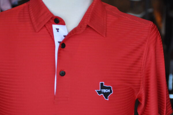 Stag Gameday-Red Tonal Stripe Double T Trim Polo Texas State - Image 2