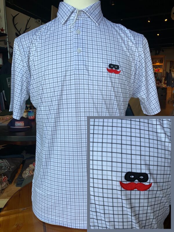 Black/White Windowpane Polo- Mustache