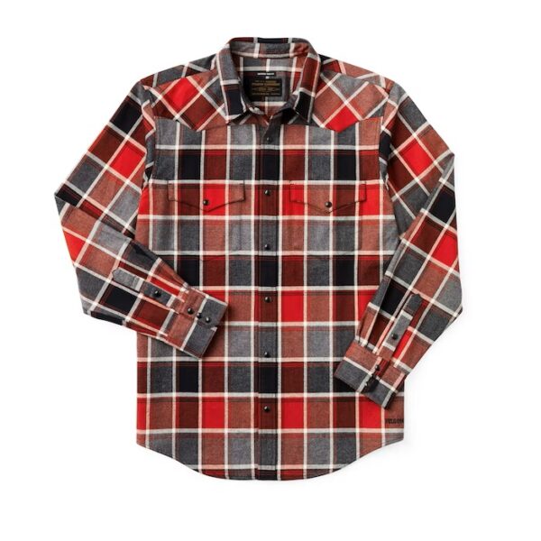 Filson Western Flannel Shirt Red Dark Charcoal Plaid