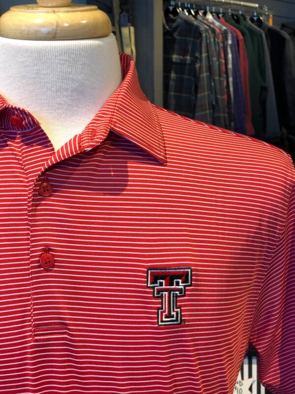 Stag Gameday-Red/White Stripe Polo- Double T - Image 2