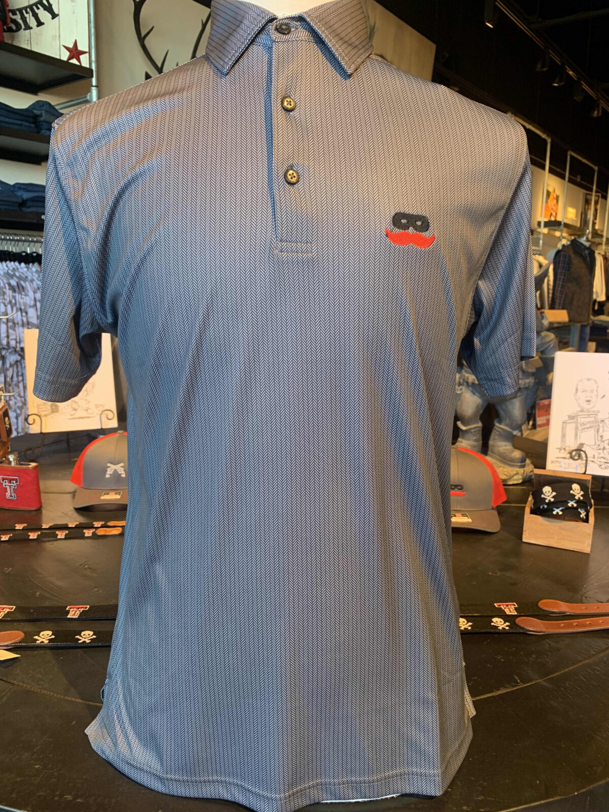 Stag Gameday-Grey/Charcoal Pirate Youth Polo-Tx Hand - Signature