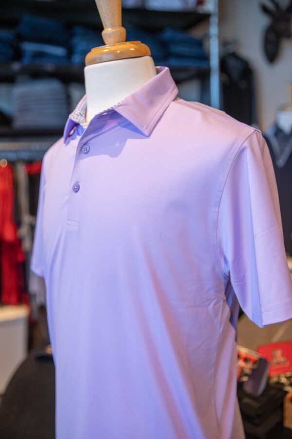 Horn Legend- Solid Lavender/Persian Blue Houndstooth Trim Polo - Image 3