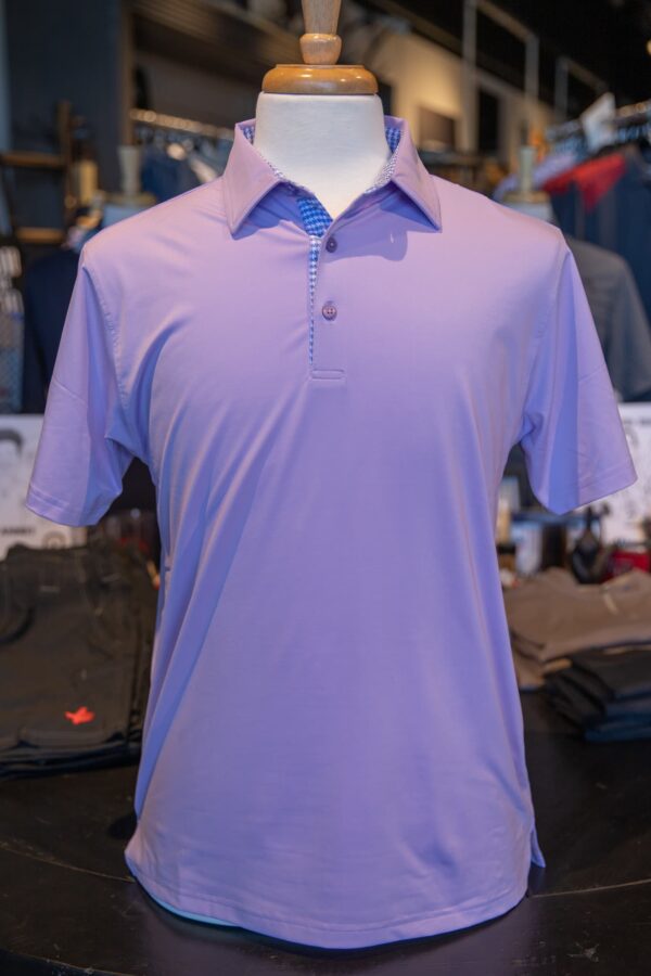 Horn Legend- Solid Lavender/Persian Blue Houndstooth Trim Polo