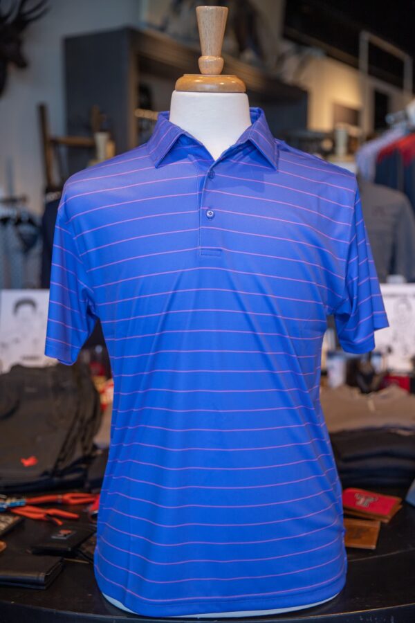 Horn Legend- Persian Blue/Lavender 1" Stripe Polo - Image 3