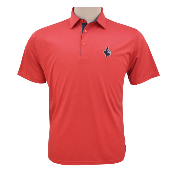 Gameday Polo Shirt with Criss Cross Print and Black Hand Design