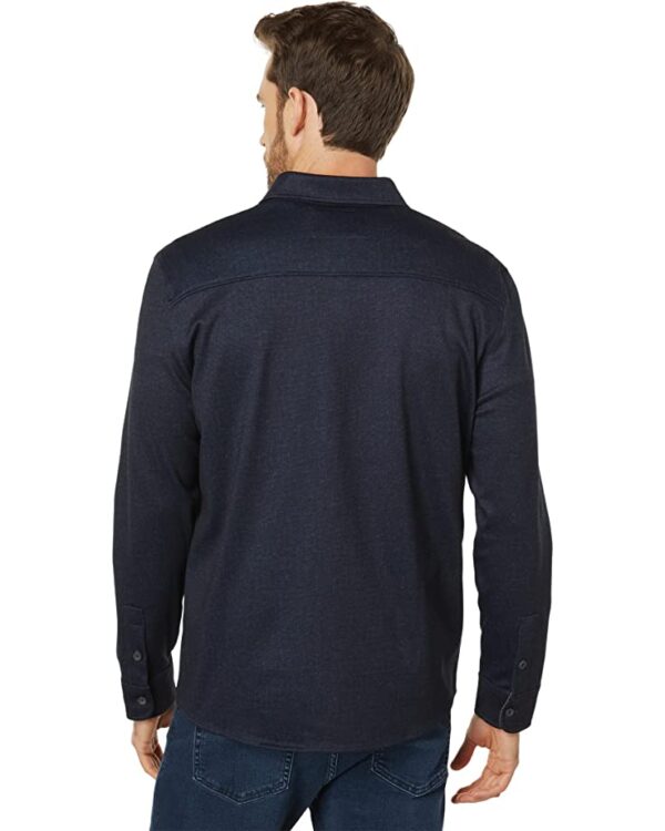 Button Front Indigo Knit Shirt For Men Back Side