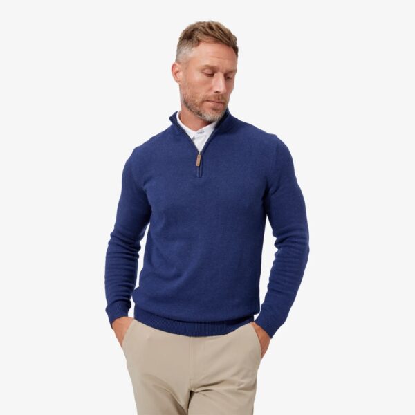 Cassady Quarter Zip Medieval Blue Heather Sweater