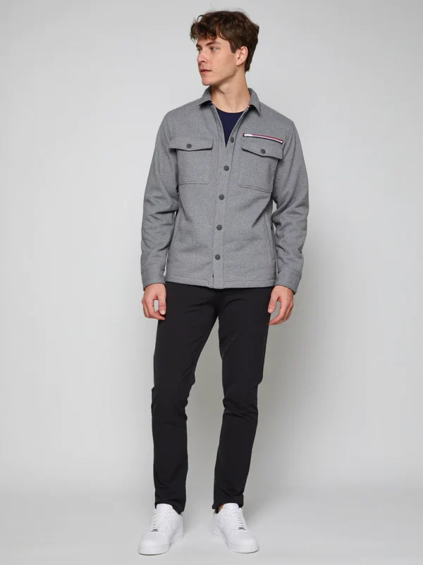 Explorer Shirt Jacket Grey Heather & Navy in Midland Texas