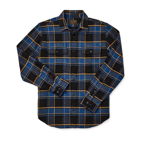 Filson Vintage Flannel Work Shirts in Cobalt Black Plaid