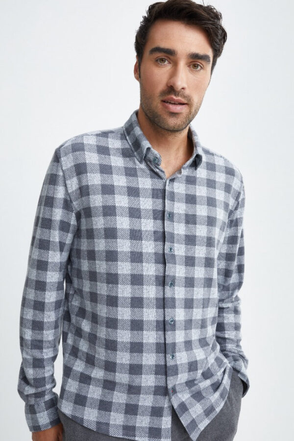 Grey T-Series Fleece Buffalo Check Shirt