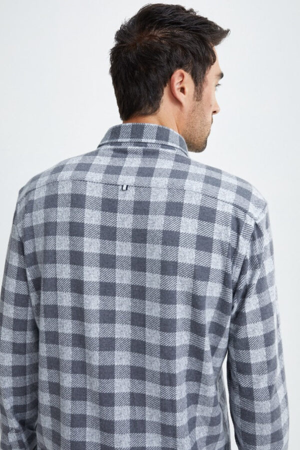 Grey T-Series Fleece Buffalo Check Shirt by Stone Rose