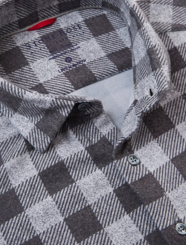 Stone Rose Grey T-Series Fleece Buffalo Check Shirt in Lubbock