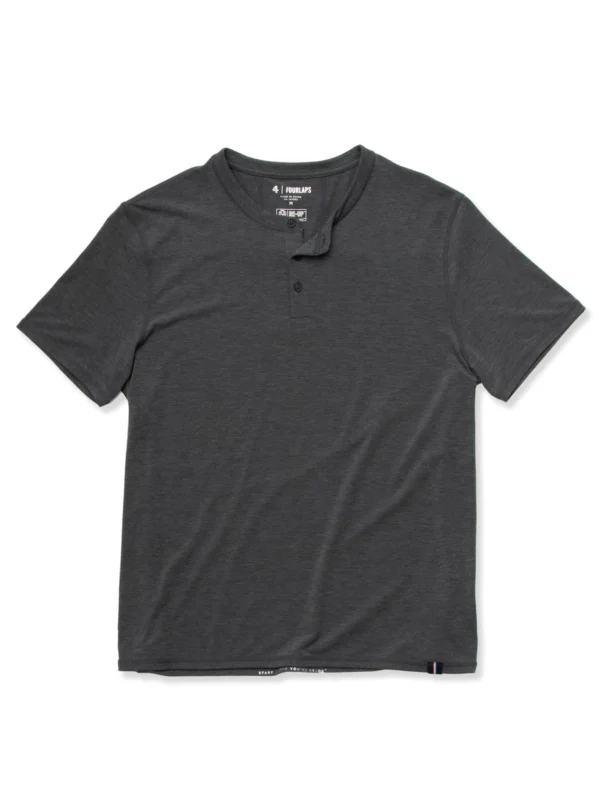 Short Sleeve Radius Henley for Men Black Heather