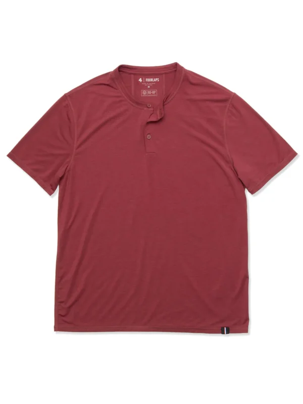 Short Sleeve Radius Henley for Men Burgundy Heather