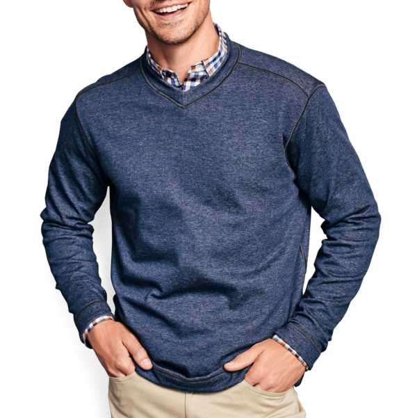 Johnston & Murphy Reversible Long-Sleeve V-Neck Navy & Brown