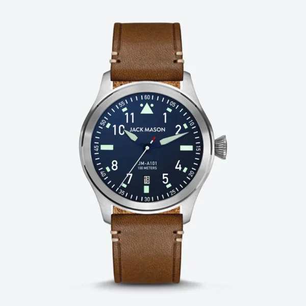 Pursuit 3H SS Navy Dial Brown Leather Watch