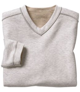 Reversible Long-Sleeve V-Neck Oatmeal & Light Grey