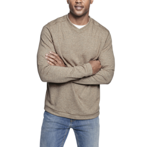 Reversible Long-Sleeve V-Neck Oatmeal & Light Grey at Signature Stag