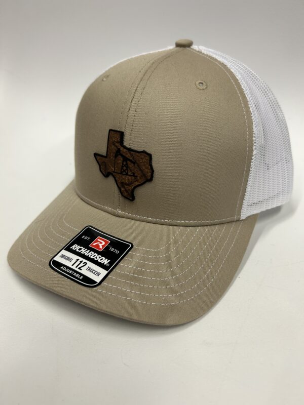 Hide Park Texas Football Leather Hat-Khaki/White Pump Jack