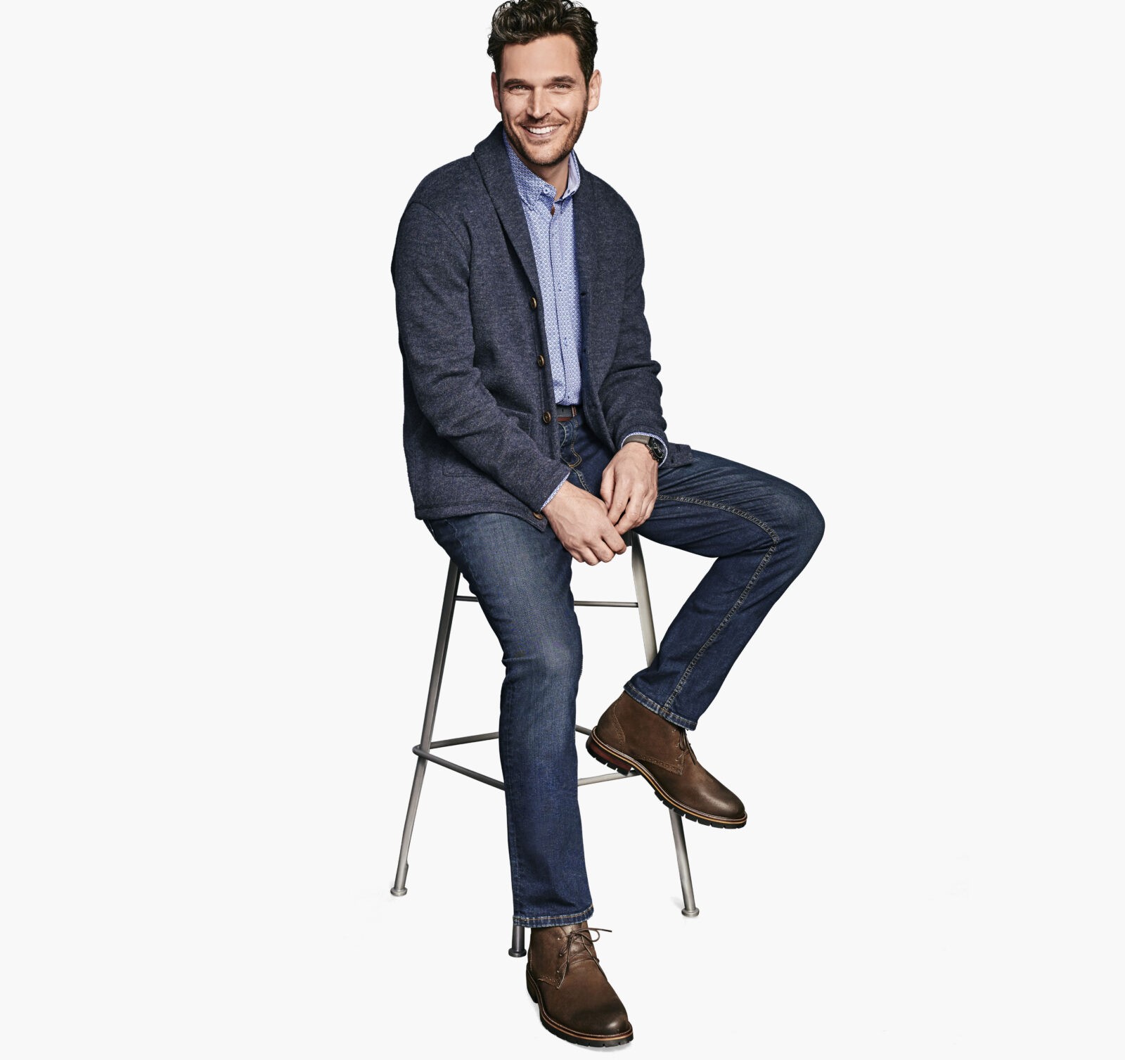 Buy Johnston & Murphy Shawl Collar Cardigan Navy in Lubbock and Midland Clothing Stores