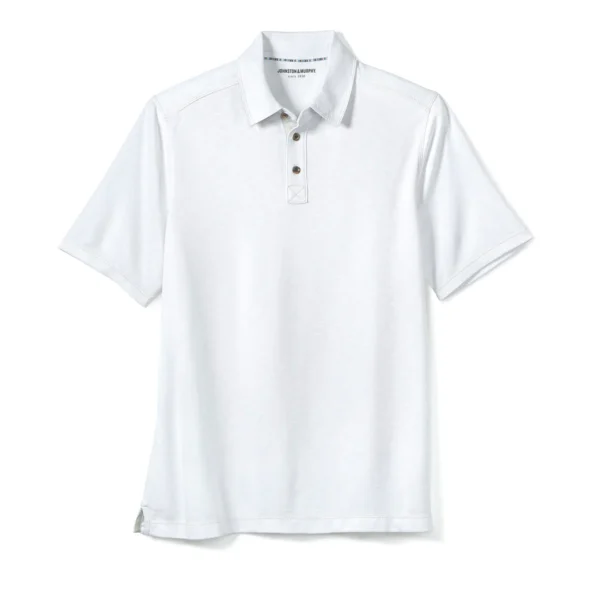 Johnston & Murphy Vintage Slub Polo White at Signature Stag