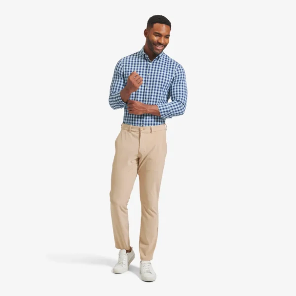 Mizzen + Main Long Sleeve Leeward Navy & Aqua Gingham at Signature Stag