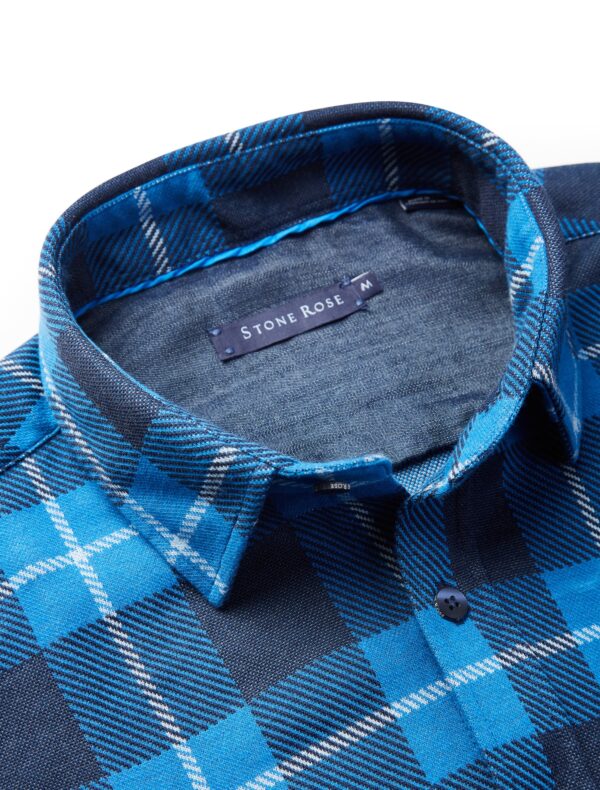 Plaid Jacquard Dip Dye Knit Button-Up Shirt by Stone Rose Menswear