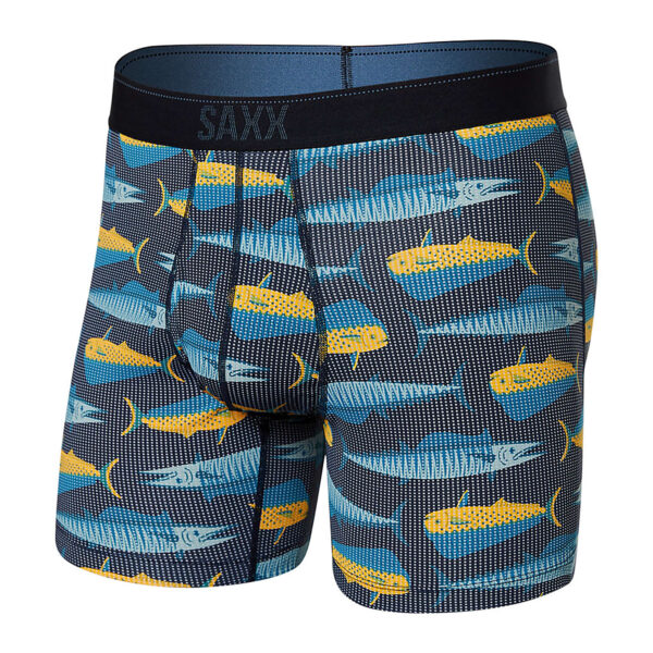 Saxx Quest Boxer Briefs for Men Mahi Mahi Wahoo Black