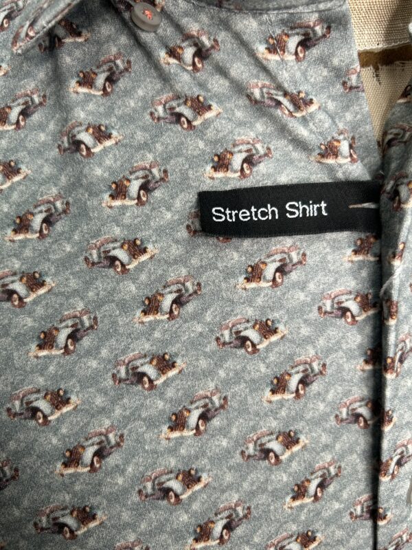 Signature Stag-S/S Button-Up Grey Vintage Cars