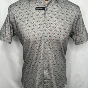 Signature Stag-S/S Button-Up Grey Vintage Cars