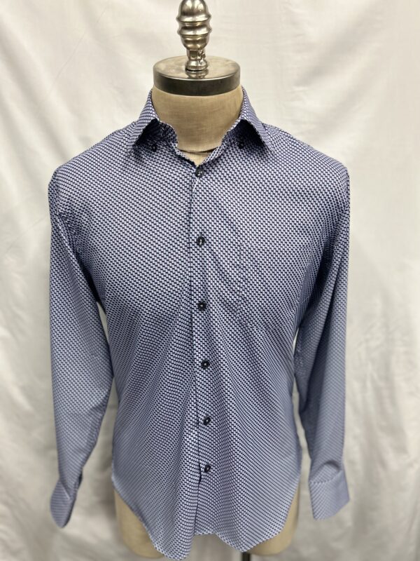Signature Stag-L S Button-Up Navy White Ovals