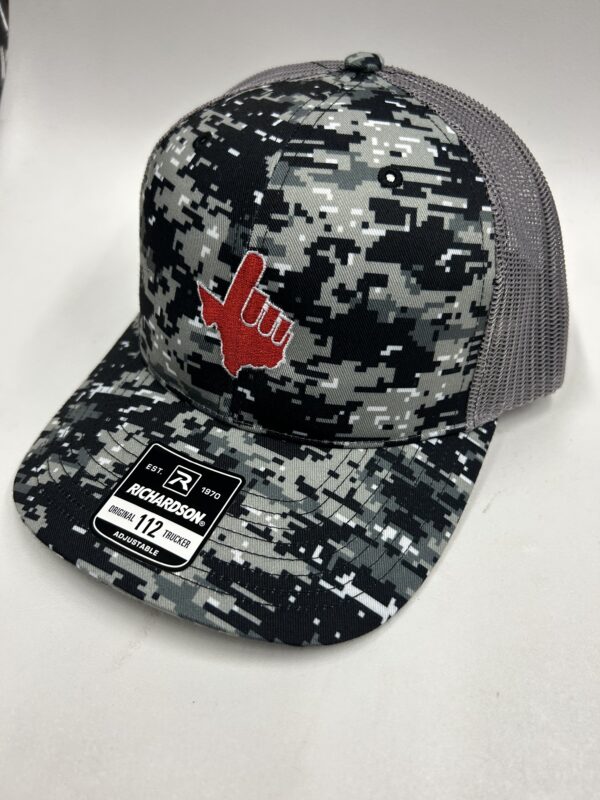 Stag Gameday-Richardson 112P Charcoal/Black Camo Red Hand/White Outline