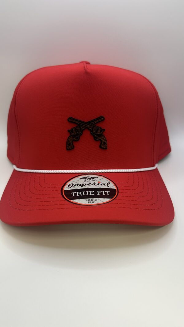 Stag Gameday-Red/White Football Leather Rope Hat Cross Guns