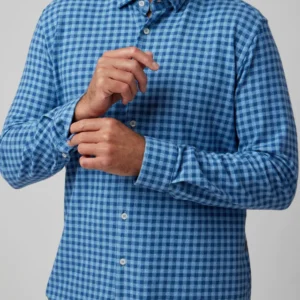 Blue Gingham Knit Long Sleeve by Stone Rose