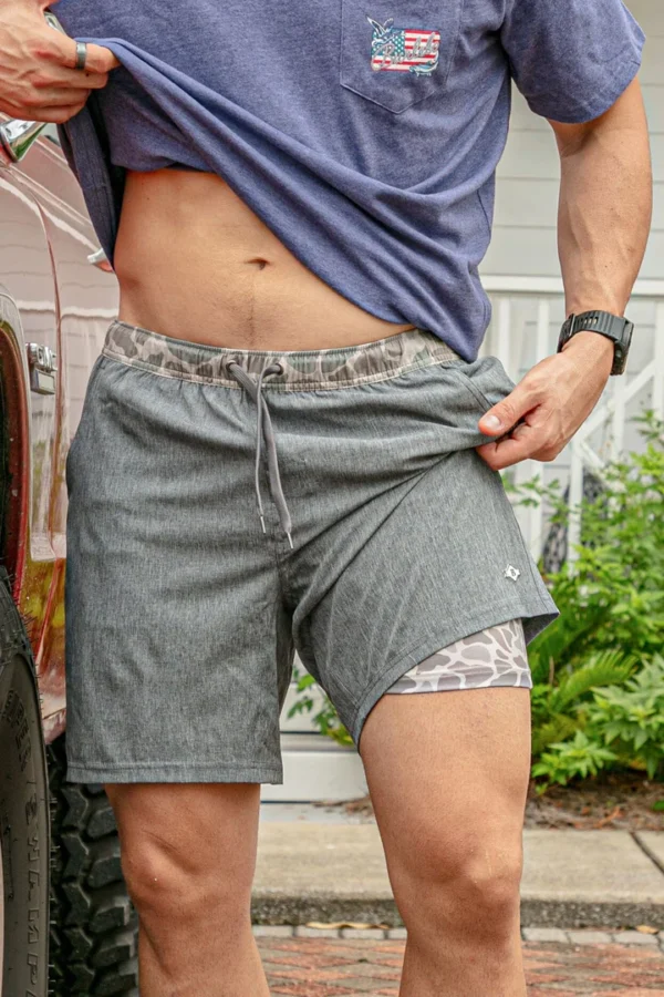 Burlebo Grizzly Grey Athletic Shorts Deer Camo Liner