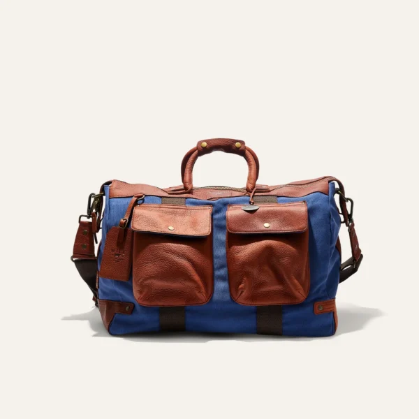 Shop Online for Canvas & Leather Duffle Navy & Cognac for Men