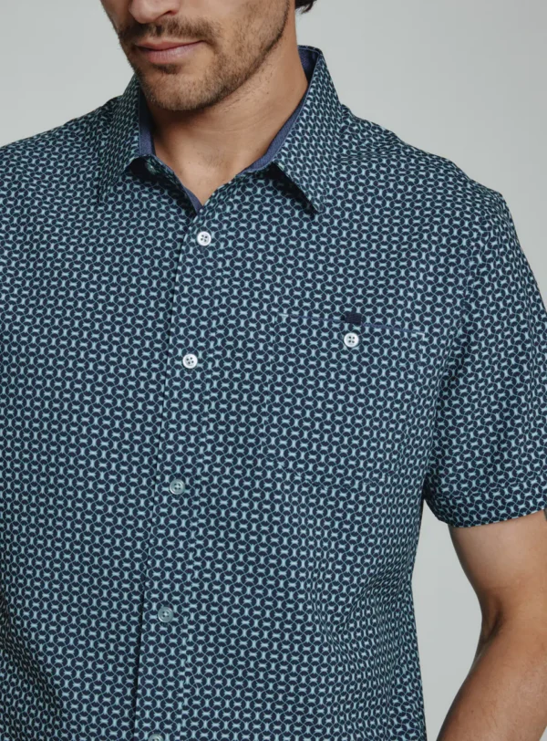 Halden Short Sleeve Shirt in Teal Color at Men Clothing Stores Near Me