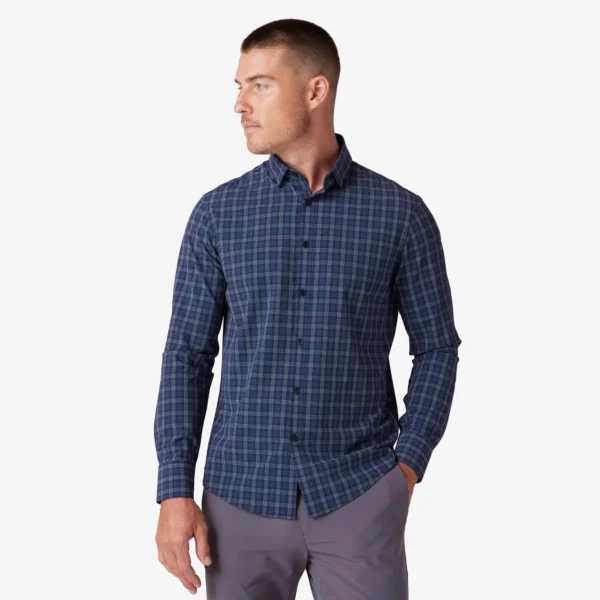 Find Leeward No Tuck Dress Shirt Navy Dallas Plaid by Mizzen + Main