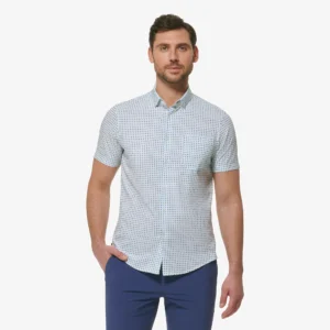 Shop Mizzen + Main Leeward Short Sleeve White Geo Print Shirts for Men