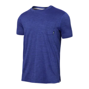 Get Saxx DropTemp All Day Cooling Short Sleeve Crew Tee Shirts Sport Blue Heather