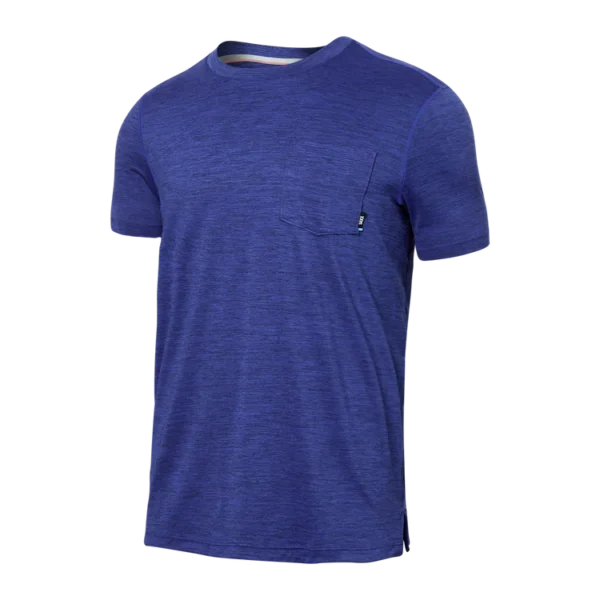 Get Saxx DropTemp All Day Cooling Short Sleeve Crew Tee Shirts Sport Blue Heather