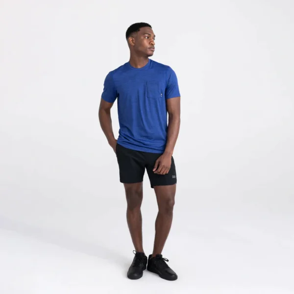 Find Saxx DropTemp All Day Cooling Short Sleeve Crew Tee Shirts Sport Blue Heather