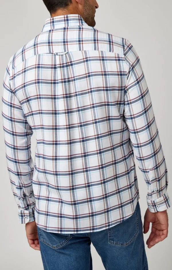 Stone Rose Long Sleeve White Tricolor Plaid Shirts