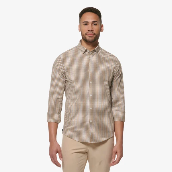 Mizzen Main Leeward No Tuck Dress Shirt Brown Gingham