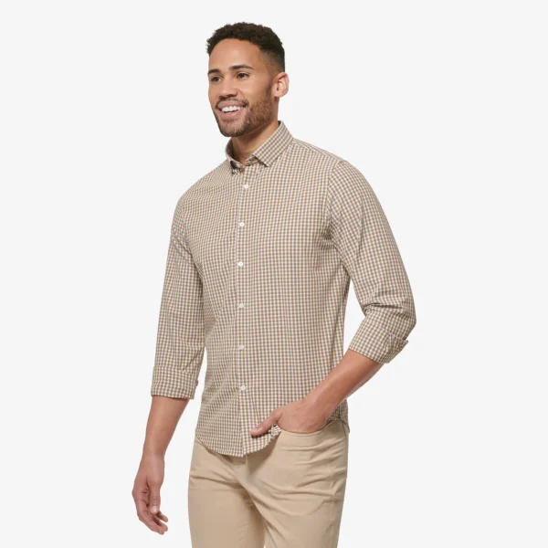 Leeward No Tuck Dress Shirt Brown Gingham for Men