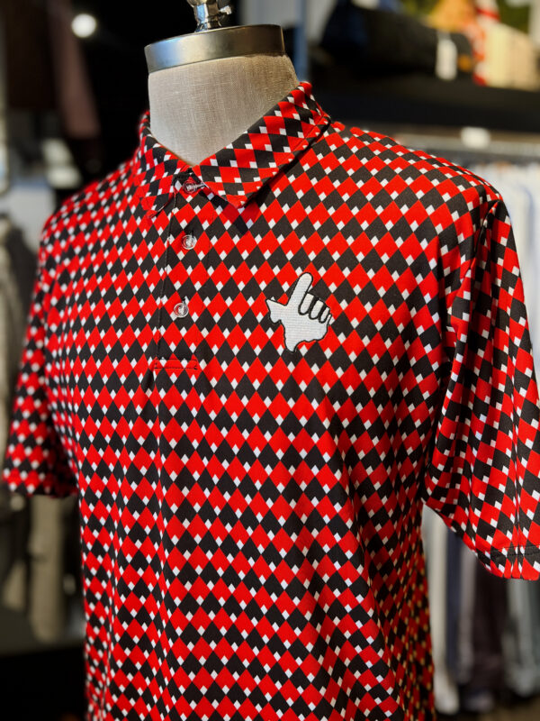 Collegiate Texas Tech Polo with Diamonds and Hand Logo in Lubbock TX