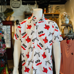 Stag Gameday White Hawaiian S/S Button Up 3 Logos