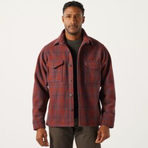 Find Seattle Wool Jac-Shirt Deep Red Blue Green Menswear