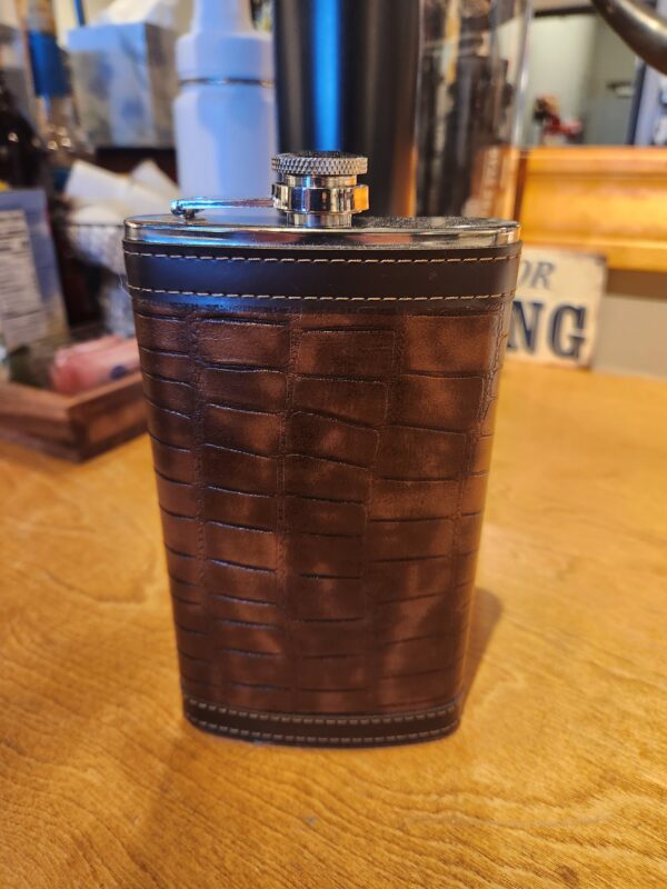 Crocodile Leather Hip Flask 12 oz Size